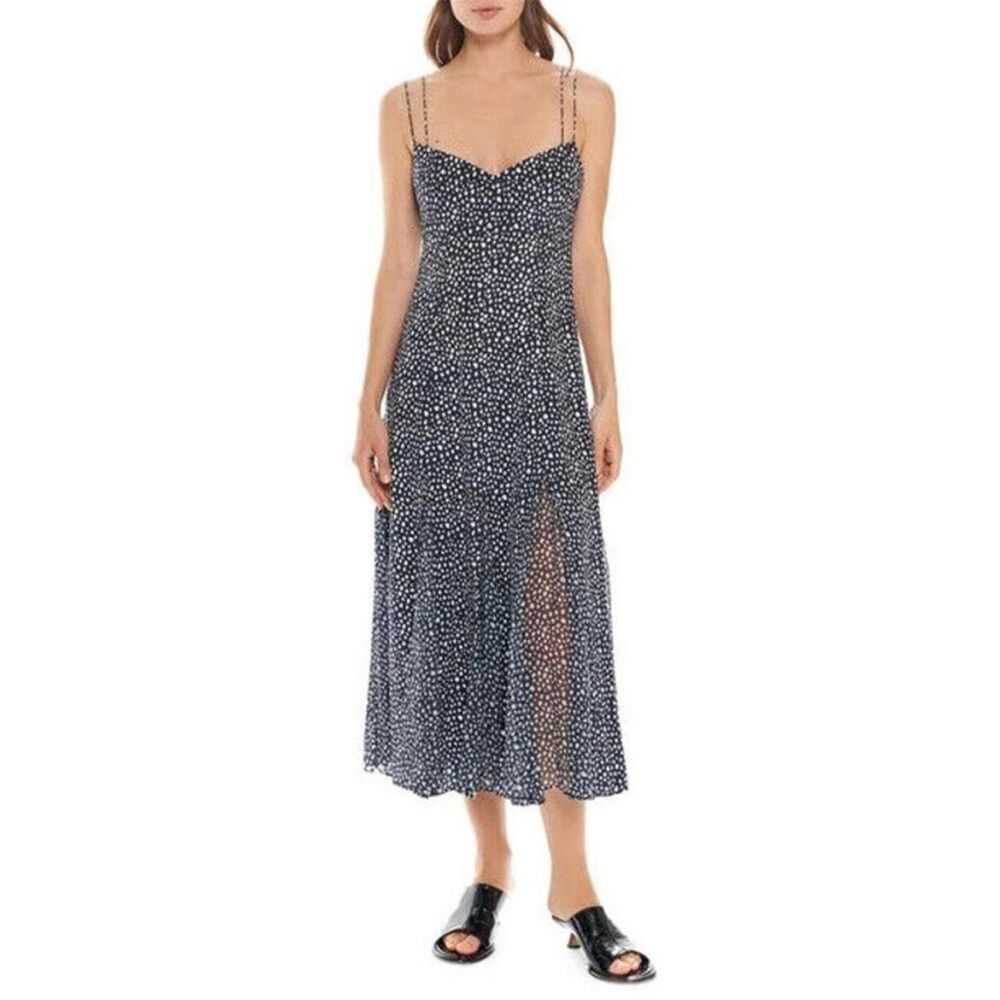 La Ligne Luca Print Silk Maxi Dress In Navy White